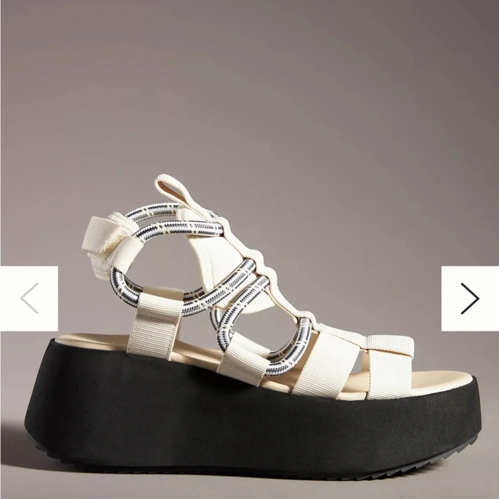 Anthropology Silent D Platform Sport Sandal in Cream and Black